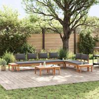 Tuinbankset met kussen met opslag 5 pcs Bruin en Grijs