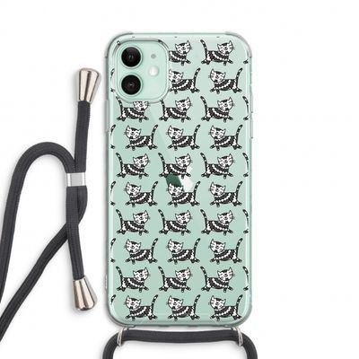 Zwarte poes: iPhone 11 Transparant Hoesje met koord