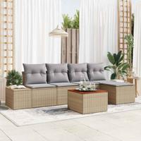 Tuinbankenset met kussen 6 pcs Beige poly rattan