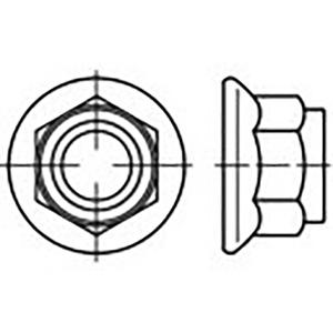 TOOLCRAFT TO-6866982 Zeskantmoeren met flens M10 Staal Verzinkt 100 stuk(s)