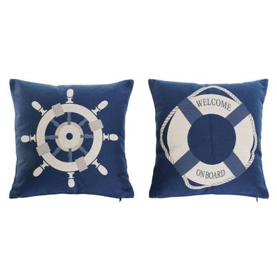 Kussen Home ESPRIT Blauw Wit 45 x 10 x 45 cm (2 Stuks)