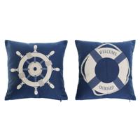 Kussen Home ESPRIT Blauw Wit 45 x 10 x 45 cm (2 Stuks)