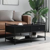 Salontafel 99x50x50 cm bewerkt hout zwart - thumbnail