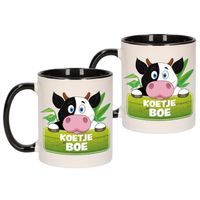 Set van 2x stuks dieren mok / koe beker Koetje Boe 300 ml - Bekers - thumbnail