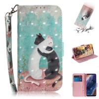 3D gekleurde tekening katten patroon horizontale Flip lederen case voor Nokia 9 met houder & card slots & portemonnee 3D gekleurde tekening katten patroon horizontale Flip lederen case voor Nokia 9 met houder & card slots & portemonnee