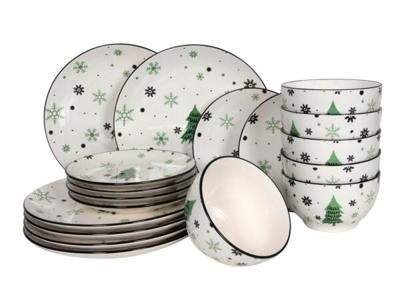 Studio Tavola Kerstservies - Aardewerk - Groen 16-delig / 4 personen
