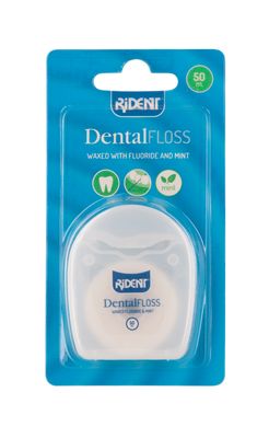 Rident Floss Fluor Mint Waxed 50m