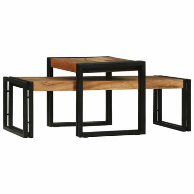 Salontafel 2 pcs Bruin 48 x 40 x 40 cm Massief acaciahout