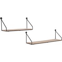 Wandrek - Wandplanken - Trion Brinta - 2-delig - Zwart - Metaal - Hout