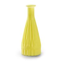 Bloemenvaas Patty - mat geel - glas - D8,5 x H21 cm - fles vaas