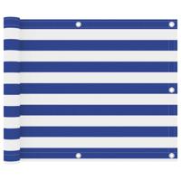Balkonscherm 75x500 cm oxford stof wit en blauw