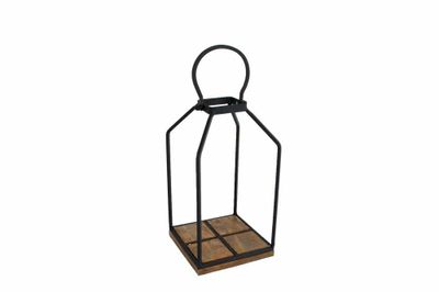 Etagere "Mike" S naturel/zwart hout/metaal 13x13x33cm
