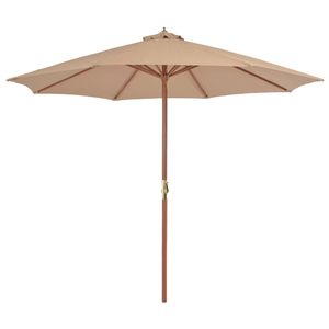 VidaXL Parasol met houten paal 300 cm taupe