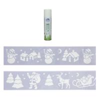 Kerst sfeer raamsjablonen met ECO spuitsneeuw - 9x stuks - 24 x 60 cm - raamdecoratie