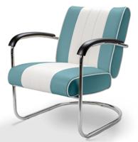 Retro Bel Air Lounge Stoel Pullman LC-01 Blauw/Wit