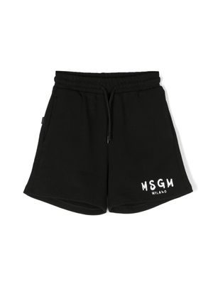 MSGM Kids short de sport à logo imprimé - Noir