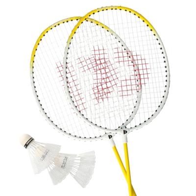 Donnay Badminton rackets - 2x stuks - geel - 66 x 20 cm - met shuttels en draagtas