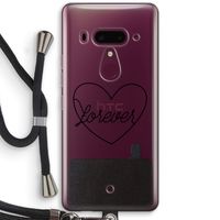 Forever heart black: HTC U12+ Transparant Hoesje met koord