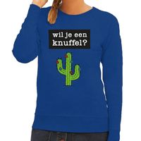 Wil je een Knuffel fun sweater blauw voor dames 2XL  -