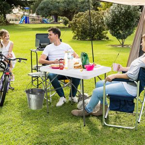 Visschoonmaaktafel Klaptafel met 2 Geïntegreerde Spoelbakken en 360° Draaibare Kraan Draagbare Picknicktafel voor Buiten