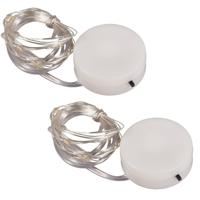 Micro lichtsnoer - 2x - 10 led lampjes - warm wit - 120 cm - kerstlampjes