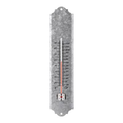 Esschert Design Buiten thermometer - oud zink - 30 cm - tuinthermometer - met ophangoog