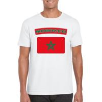 Marokko supporters t-shirt - met vlag print - wit - voor heren - landen - kleding