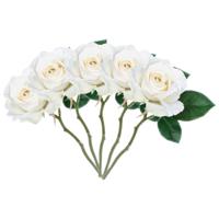 Kunstbloem roos Emy - 5x - creme - 31 cm - kunststof steel - decoratie bloemen