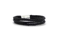 Qoss Heren Leren Armband Jaap Zwart - Maat M