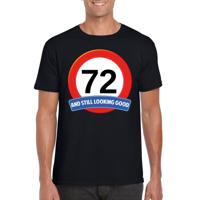 72 jaar and still looking good - t-shirt verkeersbord print - zwart - heren - verjaardag