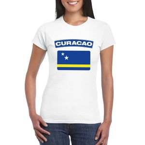 T-shirt met Curacaose vlag wit dames