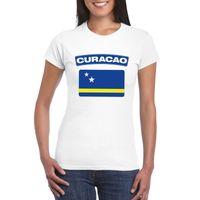 T-shirt met Curacaose vlag wit dames - thumbnail