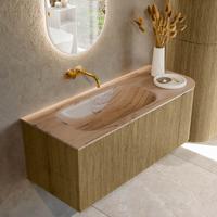 Badmeubel Mondiaz Kurve-Dlux | 115 cm | Meubelkleur Dusk | Wastafelkleur Arena | Solid surface | Wasbak linker zijde spoelbak | Zonder kraangat(en) Badmeubel Mondiaz Kurve-Dlux | 115 cm | Meubelkleur Dusk | Wastafelkleur Arena | Solid surface | Wasbak linker zijde spoelbak | Zonder kraangat(en)