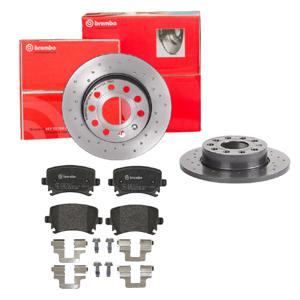 Remmenset, remschijf BREMBO, Remschijftype: Geperforeerd, Inbouwplaats: Achteras: , u.a. für VW, Skoda, Audi, Seat