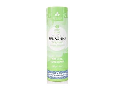 Ben & Anna Deodorant in papiertube - sensitive - lemon & lime - 60 gram
