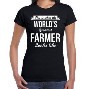 Worlds greatest farmer t-shirt zwart dames - Werelds grootste boerin cadeau 2XL  -