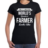 Worlds greatest farmer t-shirt zwart dames - Werelds grootste boerin cadeau - thumbnail