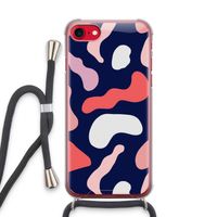 Memphis Shapes Pink: iPhone SE 2020 Transparant Hoesje met koord