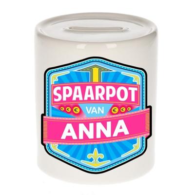 Kinder spaarpot met naam - Anna - keramiek - met dop - wit - Sparen - Spaargeld van Anna