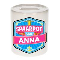 Kinder spaarpot met naam - Anna - keramiek - met dop - wit - Sparen - Spaargeld van Anna