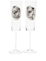 Fornasetti lot de deux flutes Cammei - Blanc