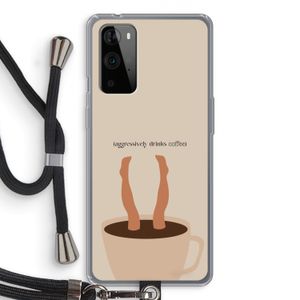 Aggressively drinks coffee: OnePlus 9 Pro Transparant Hoesje met koord