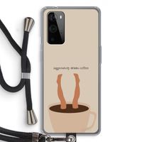 Aggressively drinks coffee: OnePlus 9 Pro Transparant Hoesje met koord