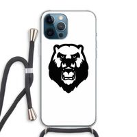 Angry Bear (white): iPhone 12 Pro Max Transparant Hoesje met koord