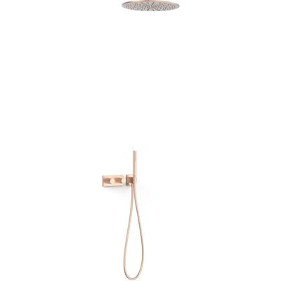 Regendouche set Tres B-System | Inbouw | Thermostaatkraan | 2-weg | Rechthoekig | 24k Rose goud mat