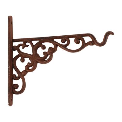 Esschert Design Muurhaak / plantenhaak met sierkrullen - plantenpotten - gietijzer - 20 x 18 cm