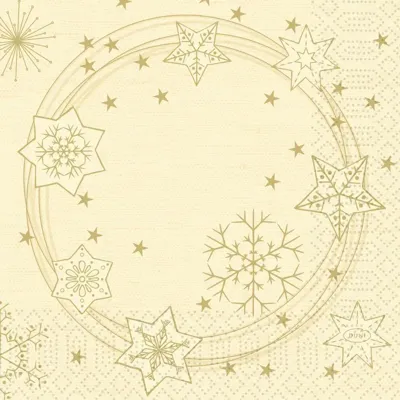 Duni 3-laags tissue servet star shine 24x24cm crème 20 stuks