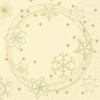 Duni 3-laags tissue servet star shine 24x24cm crème 20 stuks