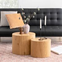 Bendt Salontafel Petrine Eiken-look, Set van 2 stuks - Hout - Rond