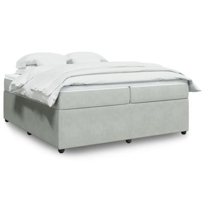 Boxspring met matras fluweel lichtgrijs 200x200 cm